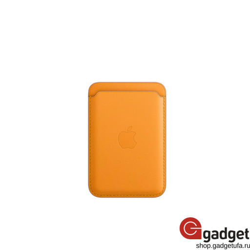 Оригинальный кожаный чехол-бумажник MagSafe для iPhone золотой апельсин