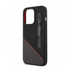 Накладка AMG для iPhone 14 Pro Liquid silicone Two tones Red line MagSafe черная купить в Уфе
