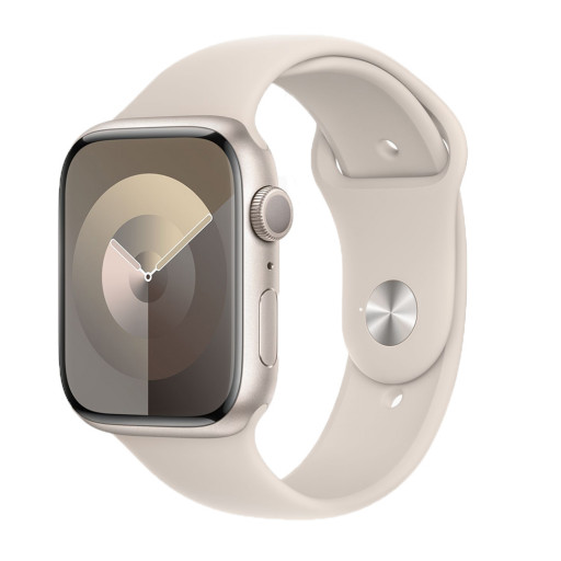 Часы Apple Watch Series 9 45 мм, Корпус из алюминия цвета «сияющая звезда», спортивный ремешок
