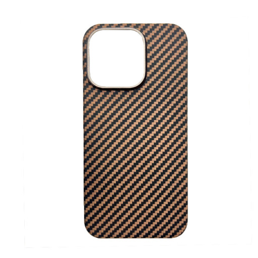 Чехол из углеродного волокна для iPhone 15 Pro черно-коричневая