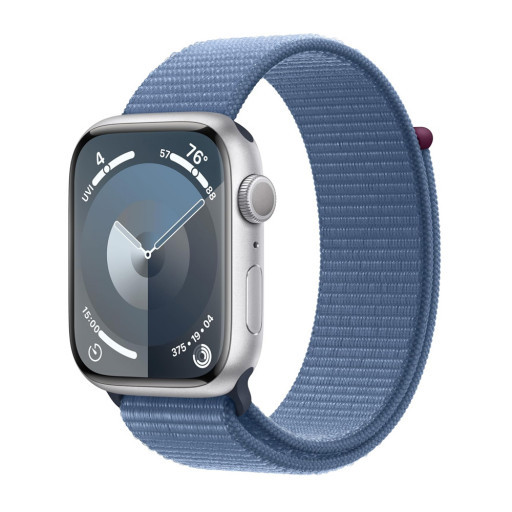 Часы Apple Watch Series 9 41 мм, корпус из алюминия серебристого цвета, ремешок Sport Loop «зимний синий»