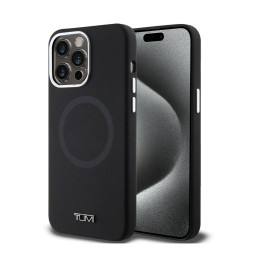 Накладка Tumi для iPhone 15 Pro Max Liquid silicone Laser Ring Metal logo Black MagSafe купить в Уфе