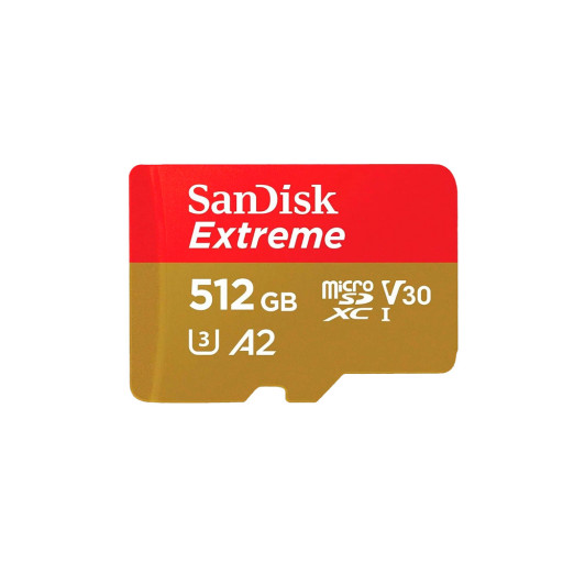 Карта памяти SanDisk Extreme microSDXC 512Gb, V30, UHS-1 U3, A2, R/W 190/130 МБ/с