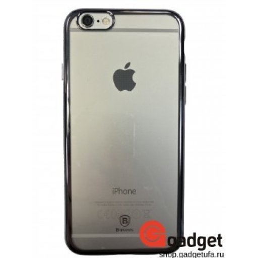 Накладка для iPhone 6/6s силиконовая прозрачная с графитовой рамкой