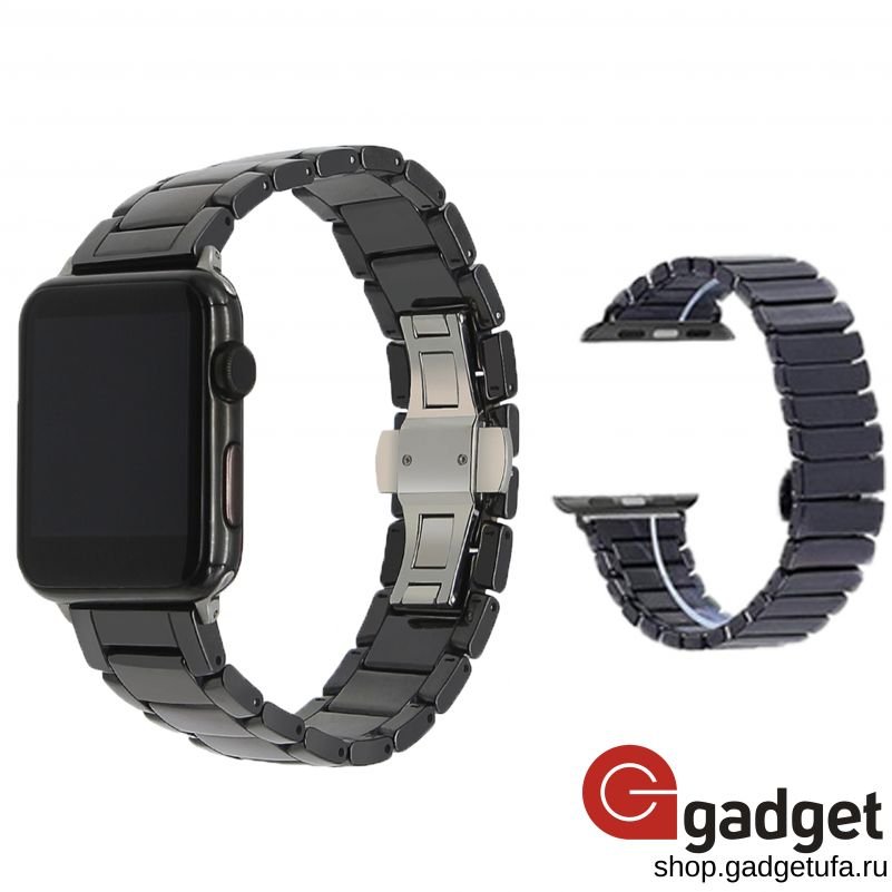 Блочный браслет для Apple Watch 42mm керамический черный