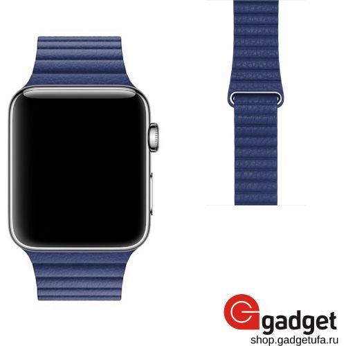 Кожаный ремешок магнитный для Apple watch 38mm синий
