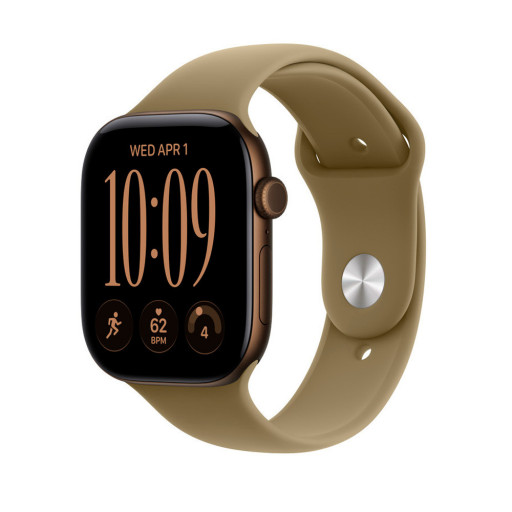 Apple Watch (Applе, Series 12, 46mm, тёмно-бронзовый, Sport Band оливковый цвет S/M)
