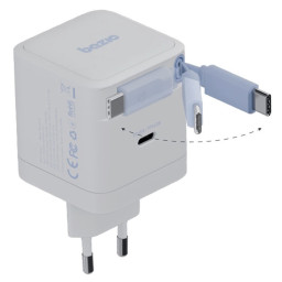 Сетевое зарядное устройство EnergEA Bazic GoPort Retrek 65W, USB-C GaN35W +70cm USB-C cable white фото купить уфа