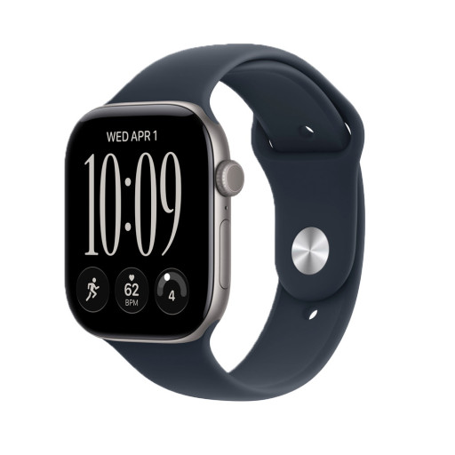 Apple Watch (Applе, Series 12, 46mm, серый космос, Sport Band цвета морской синий S/M)