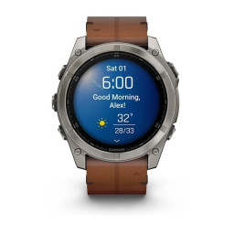 Garmin Fenix 8 51mm Amoled Sapphire Titanium and brown leather strap фото купить уфа