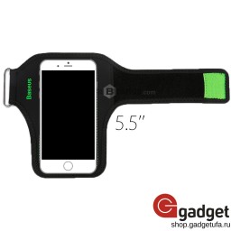 Спортивный чехол для бега Baseus Flexible Wristband для смартфонов 5.5" черный/зеленый купить в Уфе