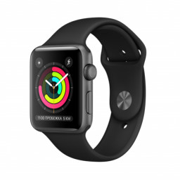 Часы Apple Watch Series 3 42 мм, корпус из алюминия цвета «серый космос», спортивный ремешок черного цвета купить в Уфе