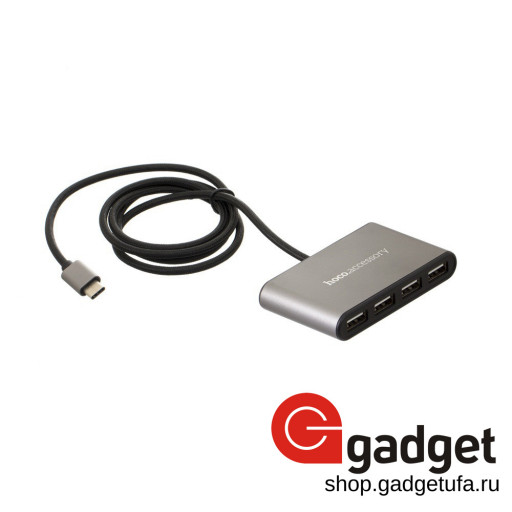 USB Hub Hoco HB3 для Macbook 4USB с Type-C коннектором серебристый