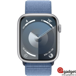 Часы Apple Watch Series 9 45 мм, корпус из алюминия серебристого цвета, ремешок Sport Loop «зимний синий» фото купить уфа