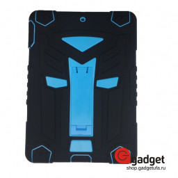 Чехол противоударный Transformers для iPad 2017/2018 черный с голубой подставкой купить в Уфе