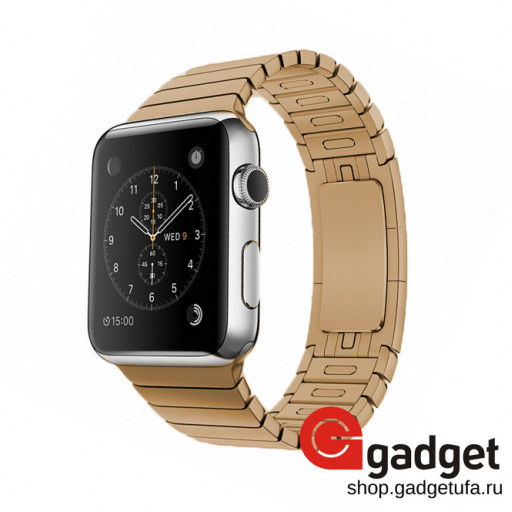 Блочный браслет для Apple Watch 38/40mm застежка "Бабочка" розовое золото