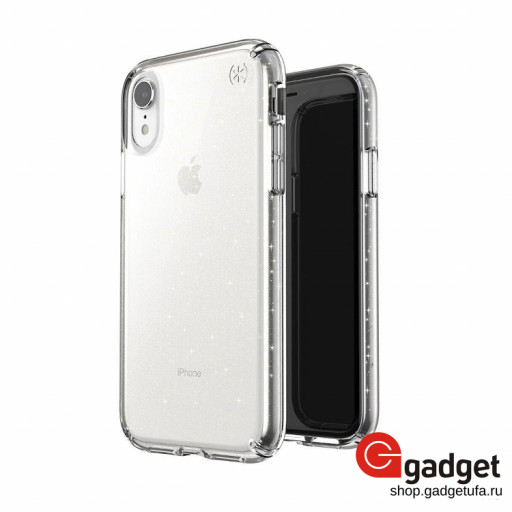 Накладка для iPhone XR Speck Presidio Clear + Glitter пластиковая золотистая
