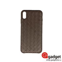 Накладка для iPhone XS Max Idea плетеная кожа коричневая купить в Уфе