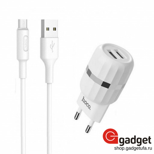 Комплект зарядного устройства HOCO C41a Wisdom Dual Charger Micro USB 2.4A белый