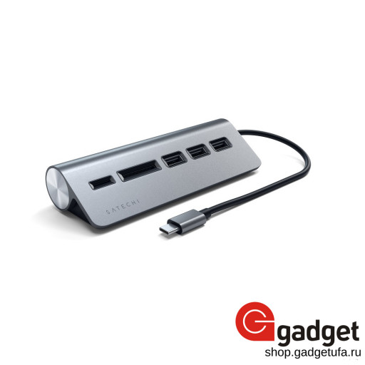 Адаптер Satechi Type-C Aluminum USB Hub & Micro/SD Card Reader with Black Cable - темно-серый