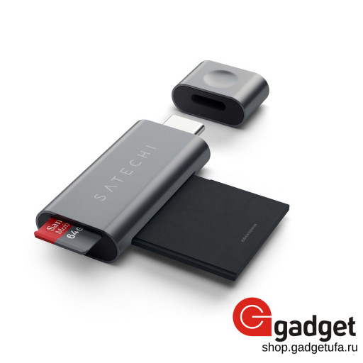 Картридер Satechi Aluminum Type C Micro/SD CARD Reader - темно-серый