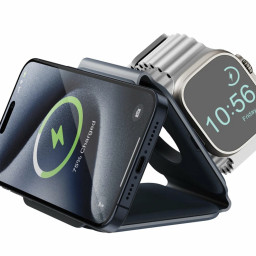 Беспроводное зарядное устройство EnergEA Bazic GoMag Trio PLUS wireless foldable 15W Navy Blue фото купить уфа