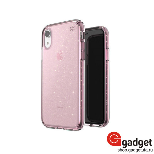 Накладка для iPhone XR Speck Presidio Clear + Glitter пластиковая розовая