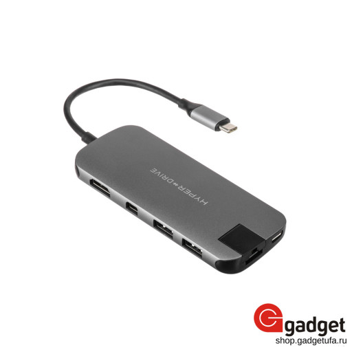 Адаптер HyperDrive SLIM 8-in-1 USB-C Hub темно-серый