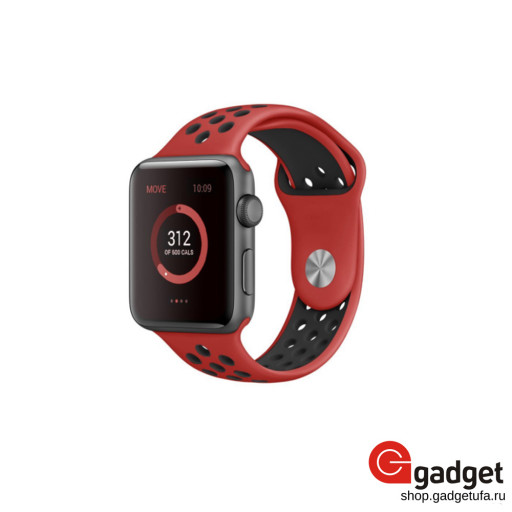 Спортивный силиконовый ремешок Nike для Apple Watch 42/44mm красно-черный