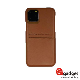Кожаная накладка G-Case для iPhone 11 Pro Max Cardсool Series коричневая купить в Уфе