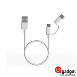 USB кабель Xiaomi 2 в 1 USB Type C + Micro USB белый купить в Уфе