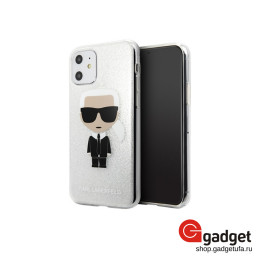Накладка Lagerfeld для iPhone 11 Glitter Karl Hard Iconic белая купить в Уфе