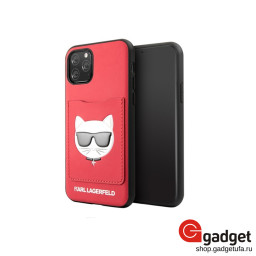 Накладка Lagerfeld для iPhone 11 Pro Cardslot Choupette's Head красная купить в Уфе