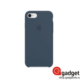 Накладка для iPhone 7/8/SE с логотипом силиконовая темно-синяя купить в Уфе