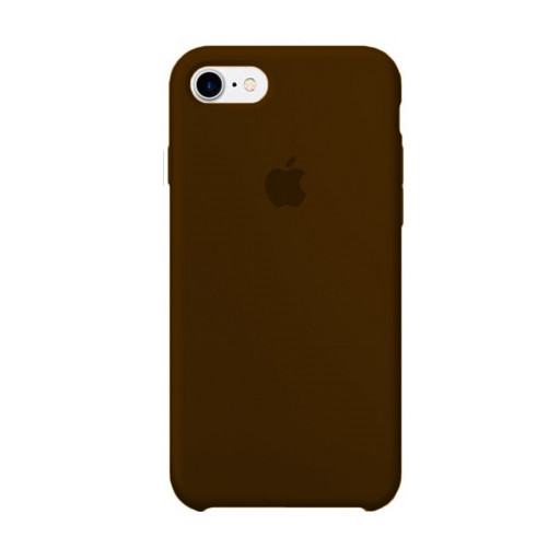 Накладка для iPhone 7/8/SE с логотипом силиконовая темно-коричневая