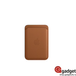 Оригинальный кожаный чехол-бумажник MagSafe для iPhone золотисто-коричневый купить в Уфе