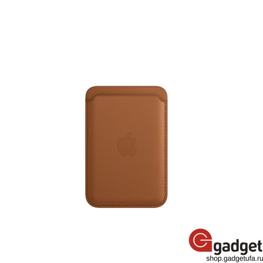 Оригинальный кожаный чехол-бумажник MagSafe для iPhone золотисто-коричневый