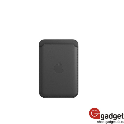 Оригинальный кожаный чехол-бумажник MagSafe для iPhone чёрный