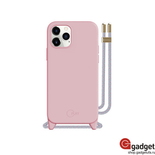 Накладка SwitchEasy Play для iPhone 12/12 Pro силиконовая со шнурком розовая