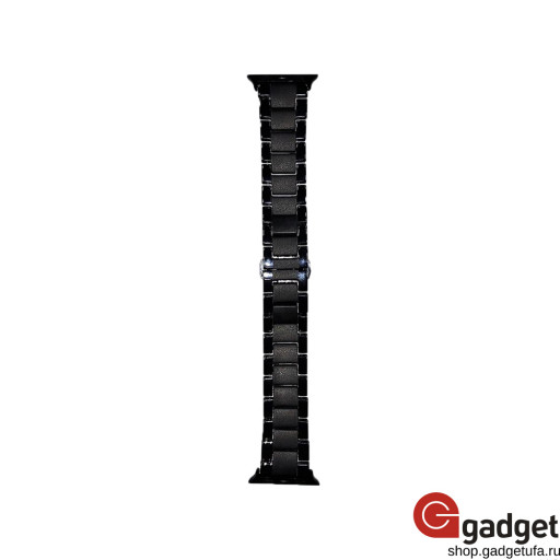 Ремешок для Apple Watch 42/44mm керамический звенья со вставкой черный
