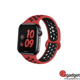 Спортивный силиконовый ремешок Nike для Apple Watch 38/40mm красно-черный купить в Уфе