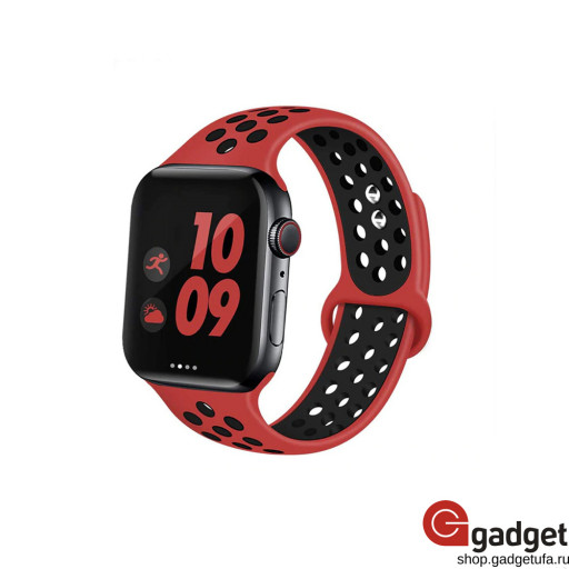 Спортивный силиконовый ремешок Nike для Apple Watch 38/40mm красно-черный