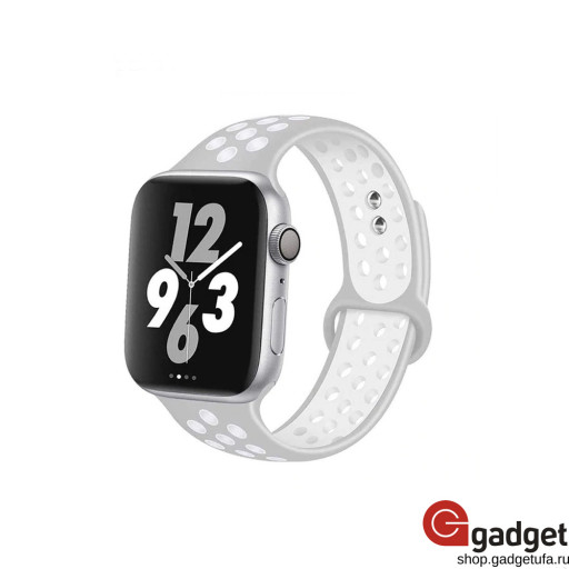 Спортивный силиконовый ремешок Nike для Apple Watch 38/40mm серо-белый