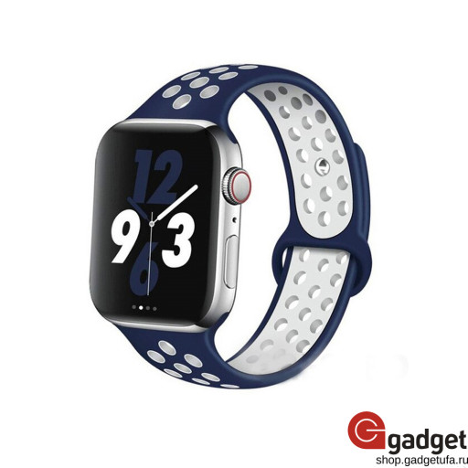 Спортивный силиконовый ремешок Nike для Apple Watch 38/40mm сине-белый