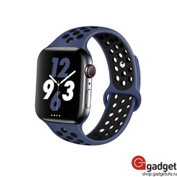 Спортивный силиконовый ремешок Nike для Apple Watch 38/40mm сине-черный купить в Уфе
