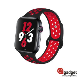 Спортивный силиконовый ремешок Nike для Apple Watch 38/40mm черно-красный купить в Уфе