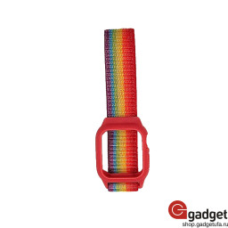 Тканевый ремешок для Apple Watch 38/40mm с бампером радуга красный купить в Уфе