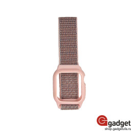 Тканевый ремешок для Apple Watch 38/40mm с бампером розовый купить в Уфе