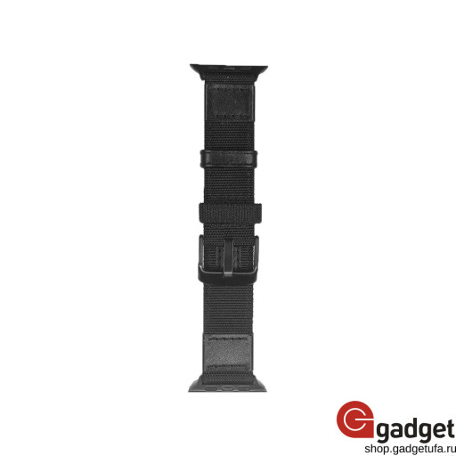 Тканевый ремешок для Apple Watch 42/44mm с кожаной вставкой черный