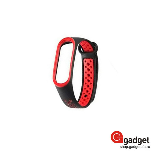 Силиконовый ремешок для Xiaomi Mi Band 5 Nike Style красный с черным